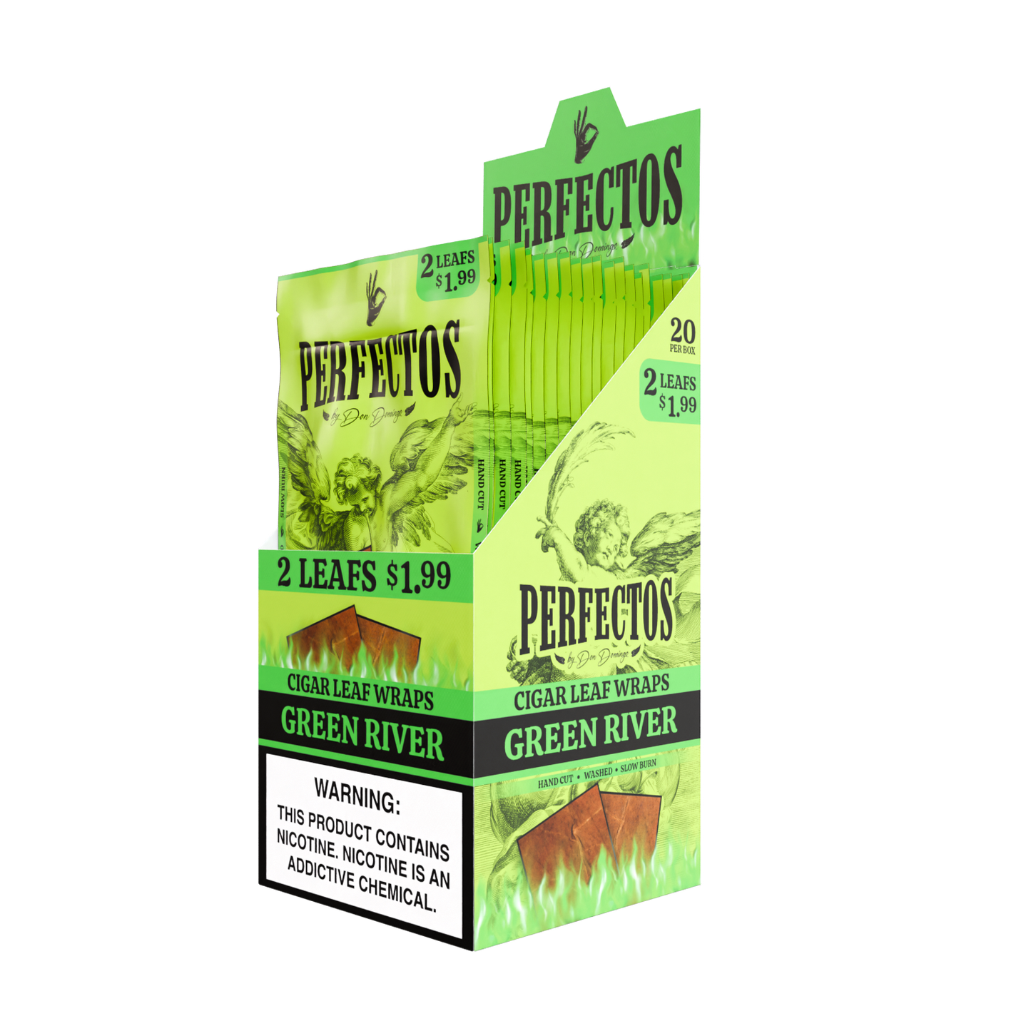 2 Cigar Leaf Wraps - Green River - Display Box - 20 Units Per Display