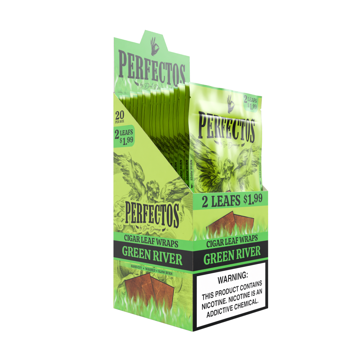 2 Cigar Leaf Wraps - Green River - Display Box - 20 Units Per Display