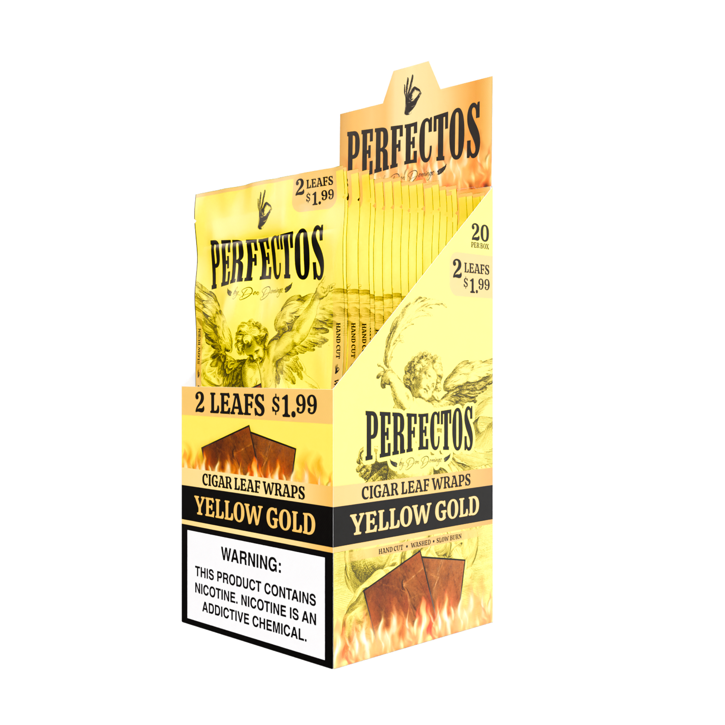 2 Cigar Leaf Wraps - Yellow Gold - Display Box - 20 Units Per Display