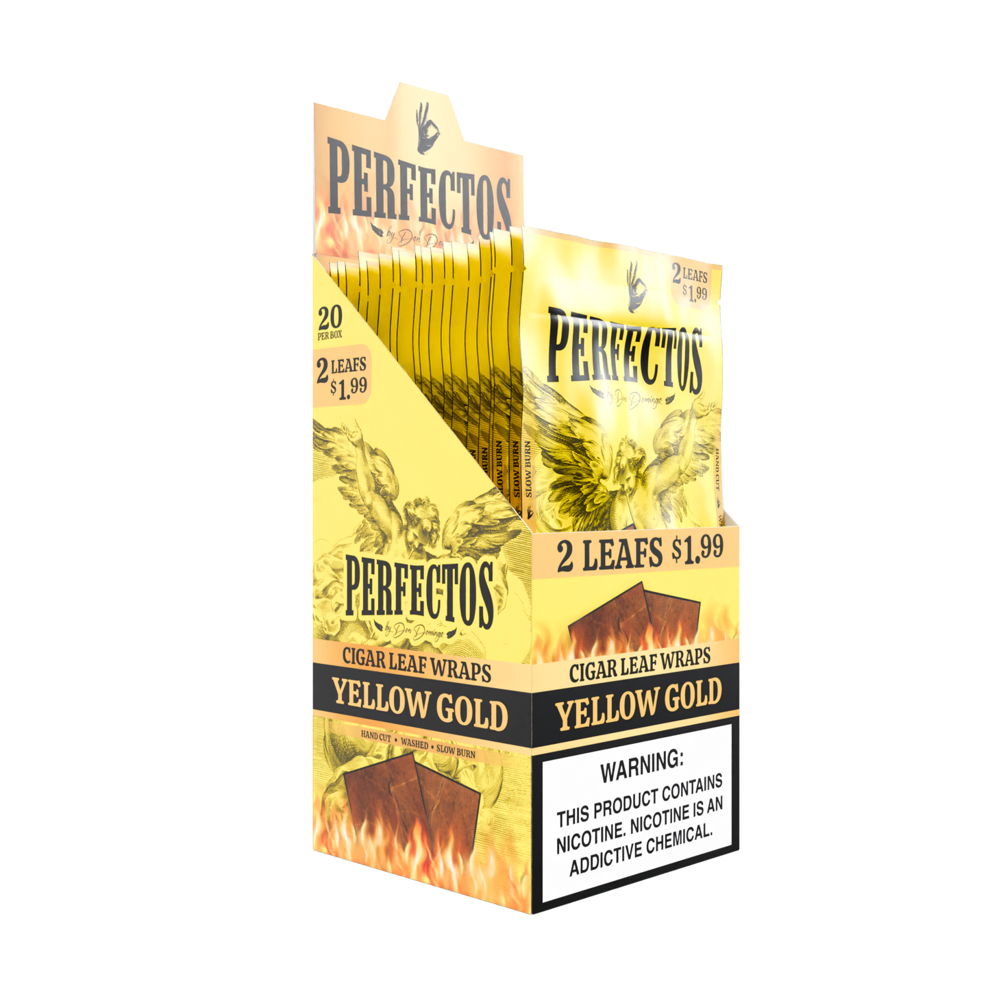 2 Cigar Leaf Wraps - Yellow Gold - Display Box - 20 Units Per Display